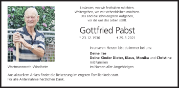Anzeige von Gottfried Pabst von MGO