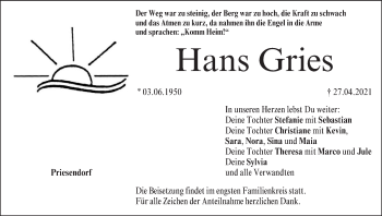 Anzeige von Hans Gries von MGO