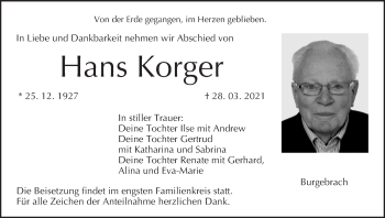 Anzeige von Hans Korger von MGO