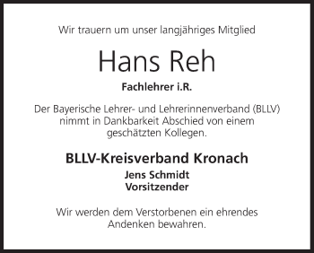 Anzeige von Hans Reh von MGO