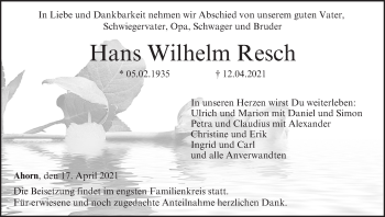 Anzeige von Hans Wilhelm Resch von MGO