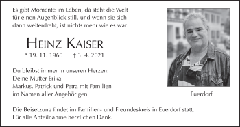 Anzeige von Heinz Kaiser von MGO