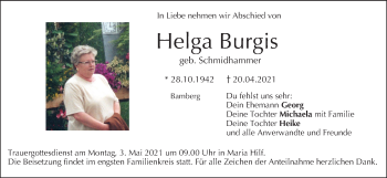 Anzeige von Helga Burgis von MGO