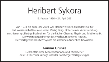 Anzeige von Heribert Sykora von MGO