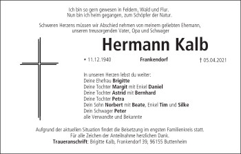 Anzeige von Hermann Kalb von MGO