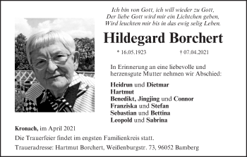 Anzeige von Hildegard Borchert von MGO