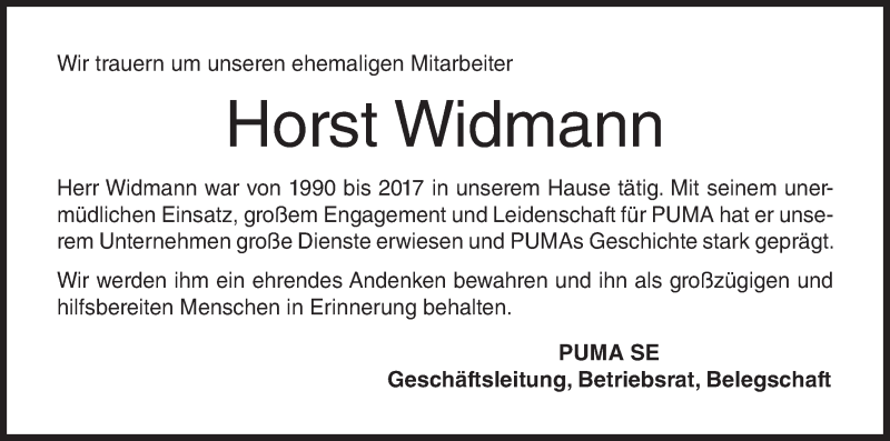  Traueranzeige für Horst Widmann vom 30.04.2021 aus MGO
