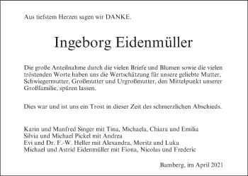 Anzeige von Ingeborg Eidenmüller von MGO