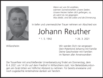 Anzeige von Johann Reuther von MGO