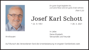 Anzeige von Josef Karl Schott von MGO