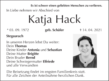 Anzeige von Katja Hack von MGO