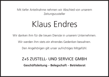 Anzeige von Klaus Endres von MGO