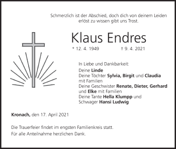Anzeige von Klaus Endres von MGO