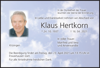 Anzeige von Klaus Hertkorn von MGO