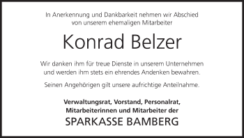 Anzeige von Konrad Belzer von MGO