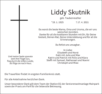 Anzeige von Liddy Skutnik von MGO