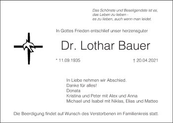 Anzeige von Lothar Bauer von MGO