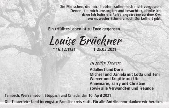 Anzeige von Louise Brückner von MGO