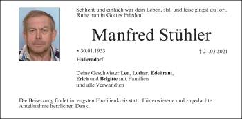 Anzeige von Manfred Stühler von MGO