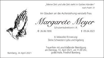 Anzeige von Margarete Meyer von MGO