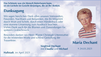Anzeige von Maria Dechant von MGO