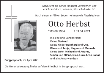 Anzeige von Otto Herbst von MGO