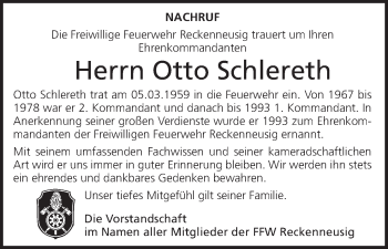 Anzeige von Otto Schlereth von MGO