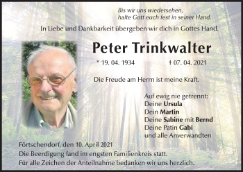 Anzeige von Peter Trinkwalter von MGO