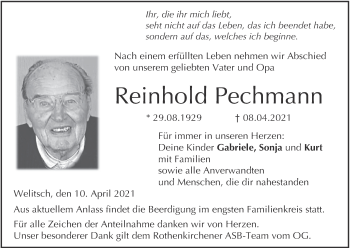 Anzeige von Reinhold Pechmann von MGO