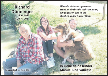 Anzeige von Richard Dünninger von MGO