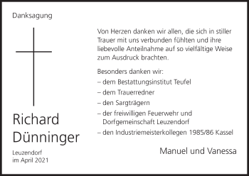 Anzeige von Richard Dünninger von MGO