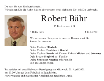 Anzeige von Robert Bähr von MGO
