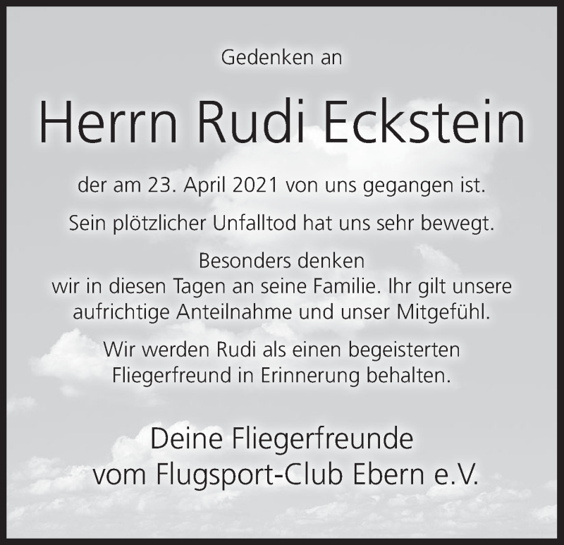 Traueranzeige für Rudolf Eckstein vom 29.04.2021 aus MGO