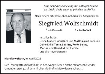 Anzeige von Siegfried Wolfschmidt von MGO