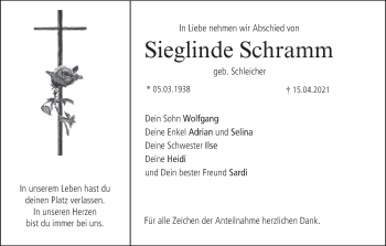 Anzeige von Sieglinde Schramm von MGO