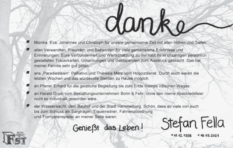 Traueranzeige für Stefan Fella vom 10.04.2021 aus MGO