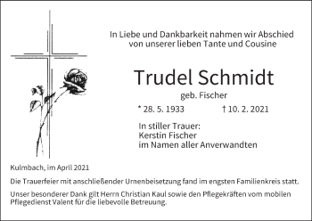Anzeige von Trudel Schmidt von MGO