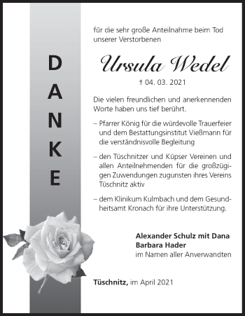 Anzeige von Ursula Wedel von MGO