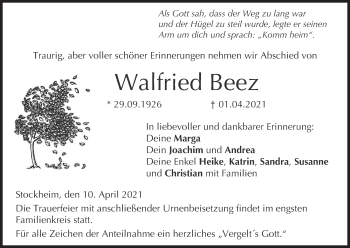 Anzeige von Walfried Beez von MGO