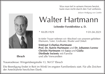 Anzeige von Walter Hartmann von MGO