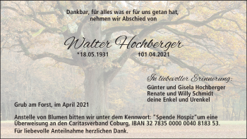 Anzeige von Walter Hochberger von MGO