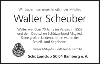 Anzeige von Walter Scheuber von MGO
