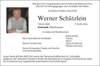 Anzeige von Werner Schätzlein von MGO