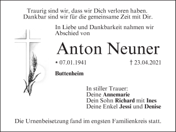 Anzeige von Anton Neuner von MGO