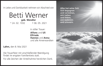 Anzeige von Betti Werner von MGO