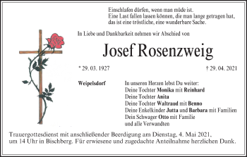 Anzeige von Josef Rosenzweig von MGO