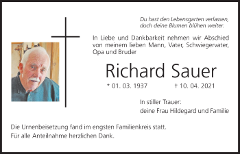 Anzeige von Richard Sauer von MGO