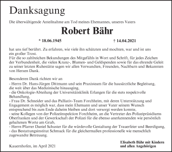 Anzeige von Robert Bähr von MGO