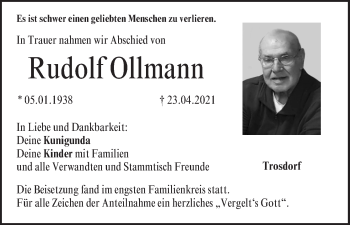 Anzeige von Rudolf Ollmann von MGO