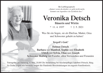 Anzeige von Veronika Detsch von MGO